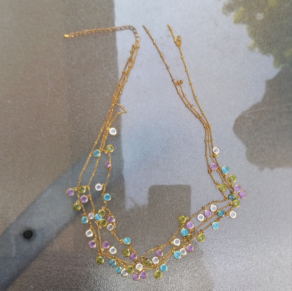 Neiman Marcus Gold and Purple Necklace with Intricate Design - Picture 2 of 4
